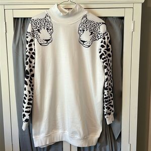 Leopard Sleeve Sweater Dress